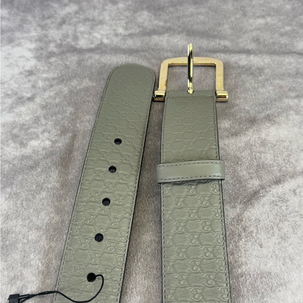 Gucci Microguccissima Embossed Gray Leather Belt 281548 100/40 - Picture 10 of 12